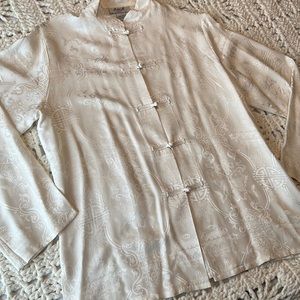 Vintage 100% Silk USA Made Button Down Asian Style Ario. A Long Sleeved …
